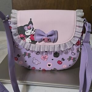 Kuromi Sanrio Pink and Purple Ruffle Shoulder Bag
